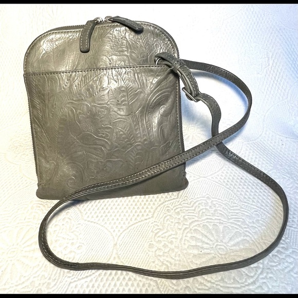 margot Bags Margot Gray Tooled Leather Crossbody Bag Poshmark